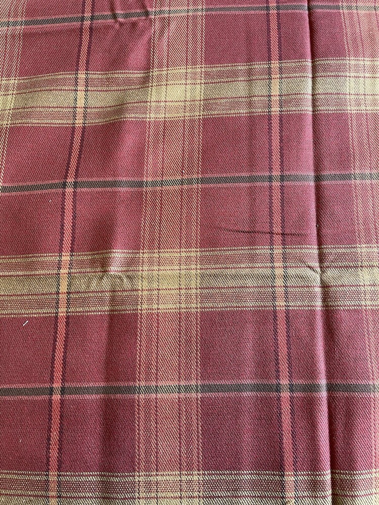 Vintage Fabric Tartan Plaid Brandy Wine – Original Tag From Portugal – 3 PCs