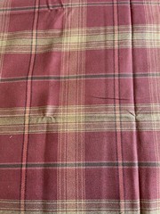 Vintage Fabric Tartan Plaid Brandy Wine – Original Tag From Portugal – 3 PCs