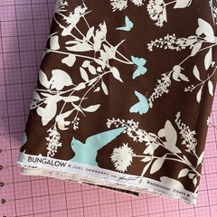 4Yards Fabric Joel Dewberry BUNGALOW SATEEN SWALLOW STUDY / CHOCOLATE #SAJD-022