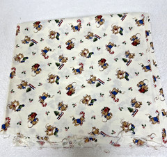 Christmas Mice Print Fabric Hanging Stockings Pulling Sled Candy Cane 39″ x 43″