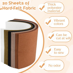 20 Pcs 2Mm Thick Stiff Felt Sheets for Crafts Sewing(Brown Series) | Polyester T