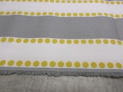 4+ yds Linen Fabric Gray White Striped Yellow Dots Dotted Lines Home Décor