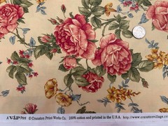 Gold Floral Print Cotton Fabric Cranston 35×44″ F31