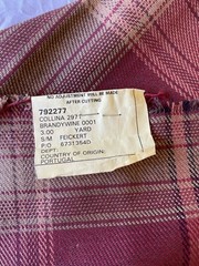 Vintage Fabric Tartan Plaid Brandy Wine – Original Tag From Portugal – 3 PCs
