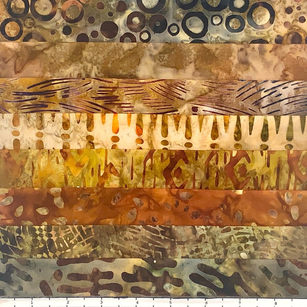 8 Fat Quarters Cinnamon & Spice #3 Batik Lunn Fabric FQ Pack Bundle 100% Cotton