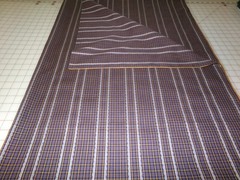 Checks & Lace Striped Fabric BLEND. Small hole in selvage. 4 yards x 45. A26-85