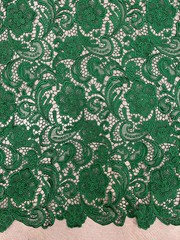 Maggie HUNTER GREEN Guipure Venice Medium Weight Lace Fabric by the Yard – 10019