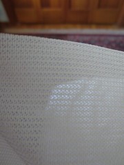 4103. Off-White SEMI-SHEER RIBBED Drapery SYNTHETIC FABRIC – 53-1/2″ x 10 yds.