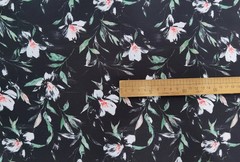 55” Wide By Yard Soft Rayon Fabric Vintage Black White Flower Viscose Material