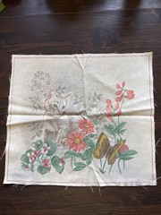 Vtg House ‘N Home Fabrics & Draperies Inc. 1982 Cute Kitten Panel Square 12×14″