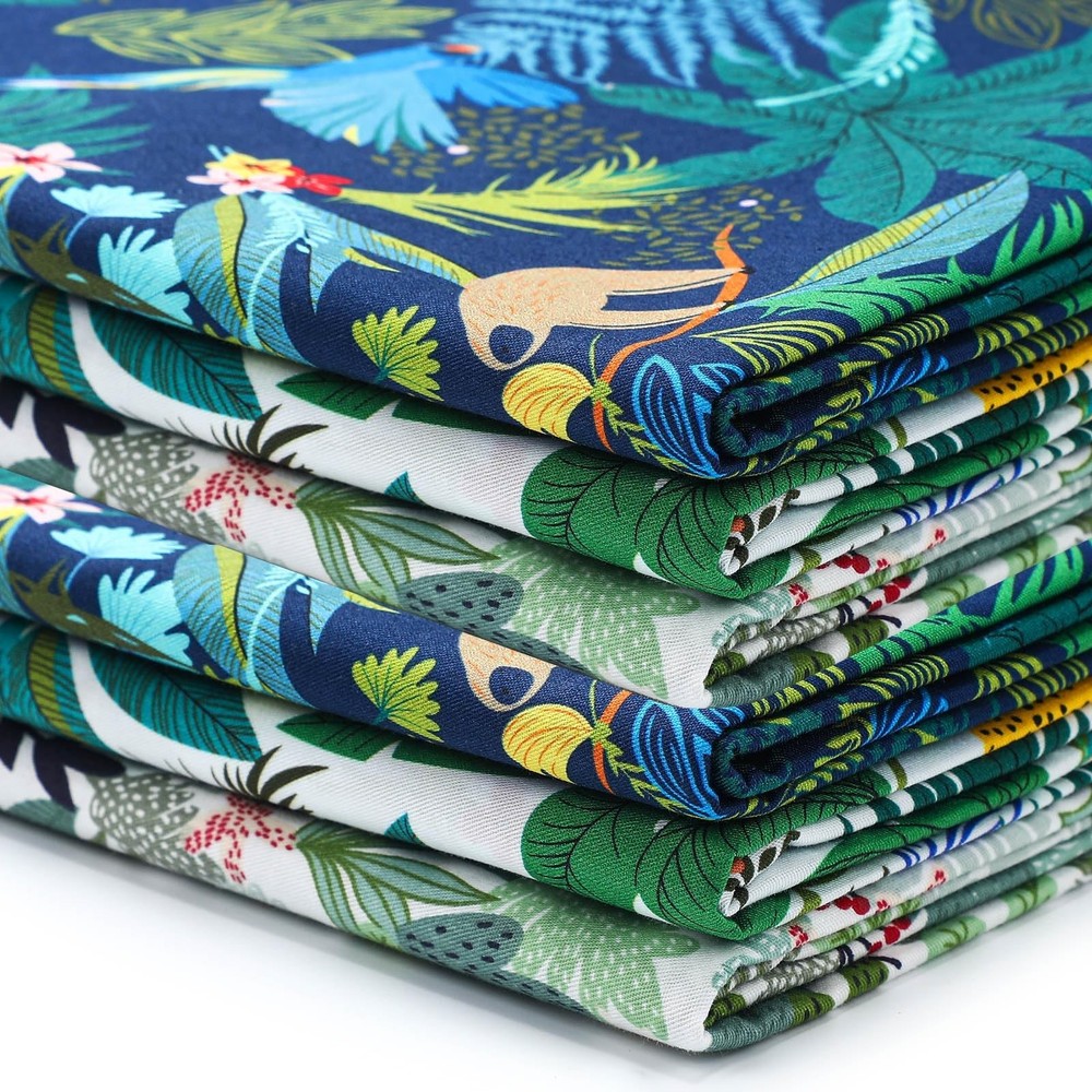 Boao 3 Pieces 3 Yards 62 Inch Wide Floral Cotton Fabric Tropical Rainforest