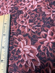 Floral Cotton Fabric 1/2 yard Burgundy Sewing Crafting Quilting Unique Retro Pat