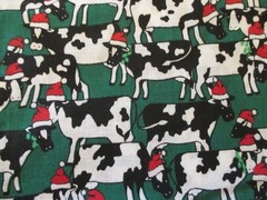 CHRISTMAS COWS WITH Santa Hats COTTON by FABRIC TRADITION #5861 BTYx44