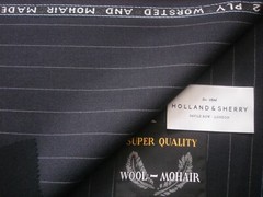 Holland & Sherry 2 PLY WOOL & MOHAIR Dk Navy SUITING FABRIC MADE IN ENGLAND 3.5m
