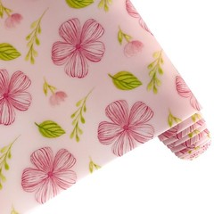 Flower Print Pink Blossom Jelly Vinyl Roll 12×54 Inch Floral PVC 0.7mm DIY