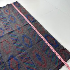 Southwestern Geometric Fabric Remnant 58×32 Gray Red Blue Green Aztec Cut READ