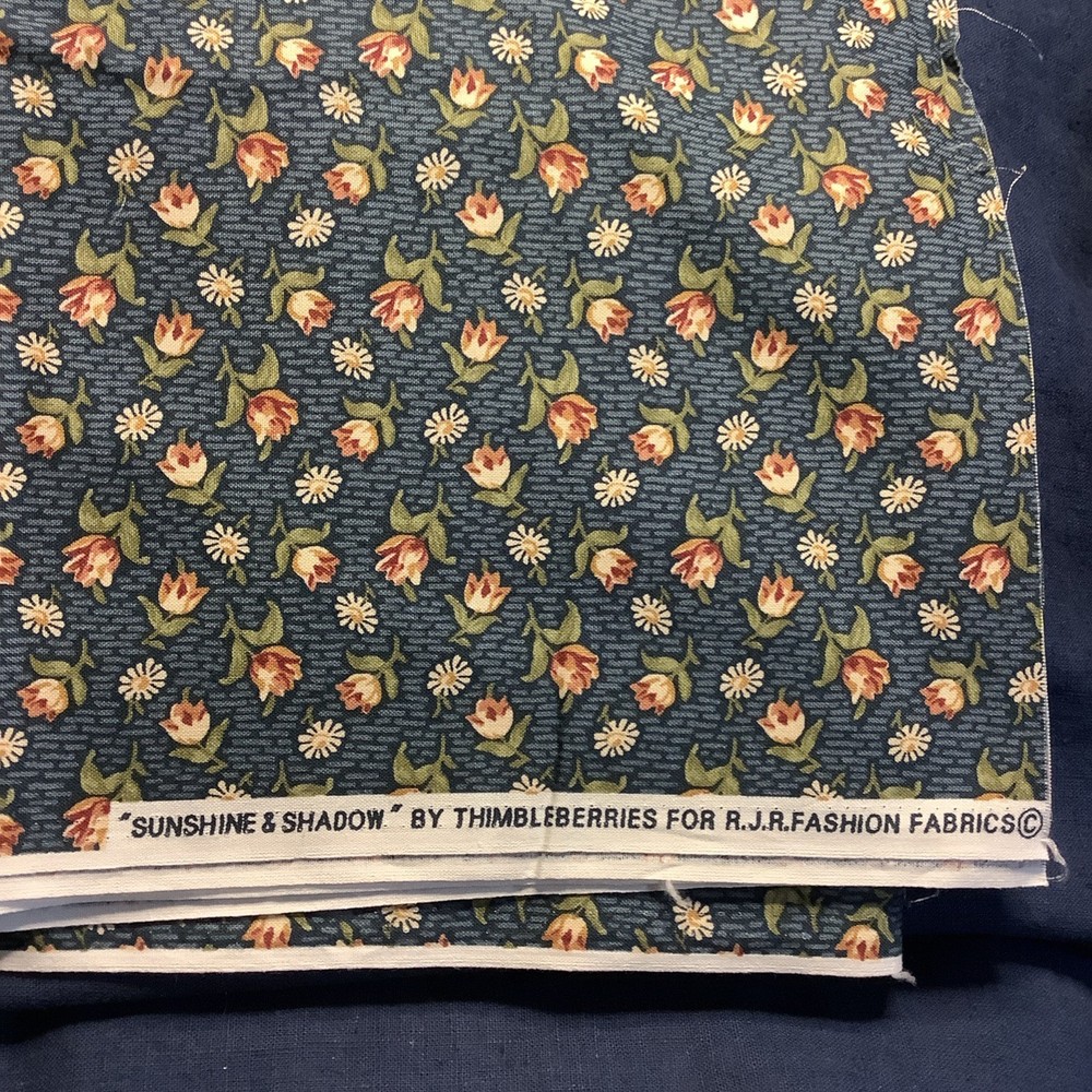 Sunshine & Shadow Thimbleberries RJR Fabrics Tulips / Daisies On Blue BTHY