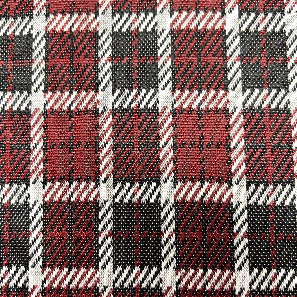 Double Knit Poly Jacquard Plaid Check Wine Color 59″W Fabric lot of 5 Yards $15