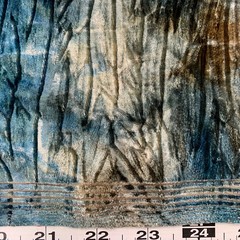 Greta BLUE BROWN BEIGE Wrinkled Polyester Stretch Velvet Fabric by the Yard for