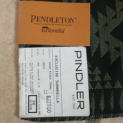 Pindler Pendleton Sunbrella Fabric Sample Square Black Green Geometric 13×13″