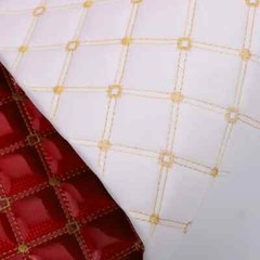 Laser PVC Fabric Sponge Quilted Embroidery PU Leather Cloth Upholstery Material