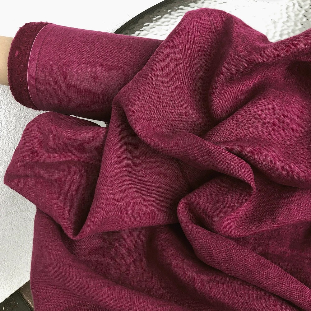 Hot Pink Linen Fabric By The Yard Natural Soft Material Sewing Clothing Curtains
