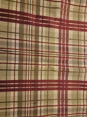 Creme Burgundy and Tan Plaid Home Décor Fabric