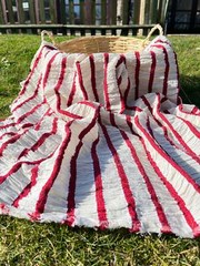 Red Striped Special Textured Turkish Cotton Crinkle Fabric: Quality Unique For