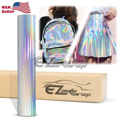 Fabric Holographic Silver Cloth Vinyl Weave PU Faux Leather Iridescent Craft DIY