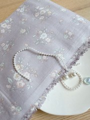 10 yds (6.5”w) morandi purple vintage floral db. gauze cotton fabric 260458 A02