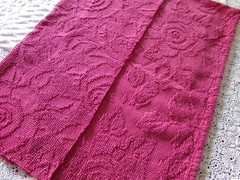 Fuchsia Pink Rose Vtg Woven Chenille Bedspread Fabric, Reversible Hobnail 20×25″