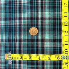 Teal Blue And Navy Plaid Cotton Woven Fabric 2yd x 59″
