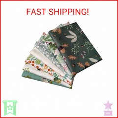 Qililandiy 7 Pcs Green Floral Fat Quarters Fabric Bundles Quilting Fabric Bundle