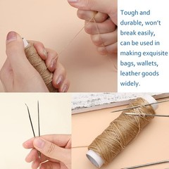 Ftyiwu Waxed Thread, Upholstery Needle and Thread 32 32Yard, Original Khaki
