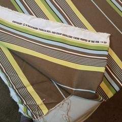 Kaufman Fabric 60″ x 5+ yards Soil & Stain Resistant Blue Brown Green Stripe y2k