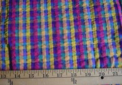 MULTI COLORED PUCKER CHECKS COTTON BLEND FABRIC BY THE YARD