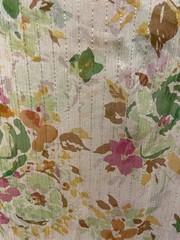 100% Silk Vibrant Multi Color Floral Lurex Chiffon Fabric 2 Yds Long 46 ” Wide