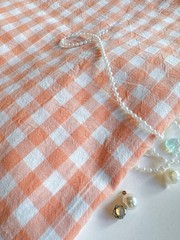3 yds (20” width) orange plaid soft 100% cotton fabric 260235 DIY bedding A04