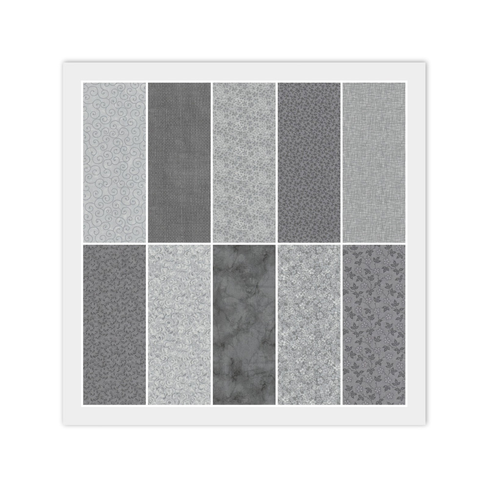 Gray & Steel Gray JELLY ROLL: 20) 2 1/2″ Strips, Quilting 100% Cotton Fabric