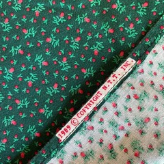 Vintage Ditsy Christmas Floral Fabric Green Cotton 43×43