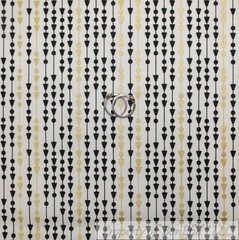 BonEful Fabric FQ Cotton Quilt Black White B&W Gold Chevron Stripe Block Square