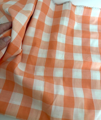 VTG 1.5 Yd 45X54 LIGHT ORANGE Classic LG Gingham Check Plaid Cotton QUILT FABRIC