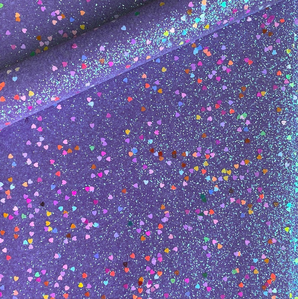 A4 20x30cm Purple Fine Glitter Sheet with Hearts