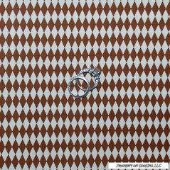 BonEful Fabric FQ Cotton Quilt Brown Cream Print Small Blender Harlequin Diamond