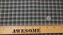 Vintage Primitive Green Burgundy Wine Red Homespun Quilt Craft Doll Plaid Fabric