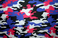 CAMOFLAUGE IN RED, WHITE, BLUE AND BLACK – 100% COTTON FABRIC