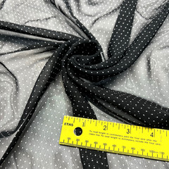 Chiffon Poly Black & White Polka Dots Sheer Fabric Lot of 3 Yards &12″ for $ 10