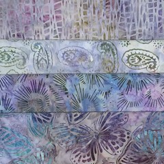 Lot of (4) 1 Yard Cuts 100% Cotton Quilting Batik Fabric Purple Blue Sky #284