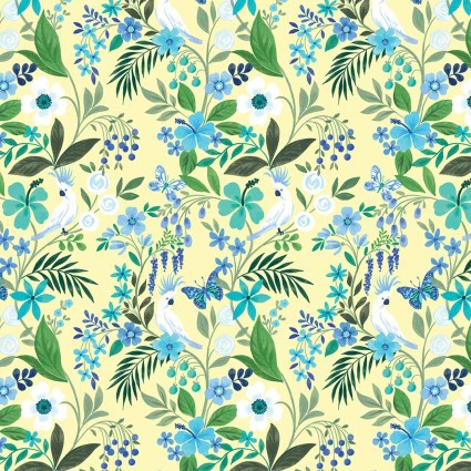 BENARTEX – Capri by Kanvas Studio – Capri Garden – Lemon Yellow ,1/4 yard