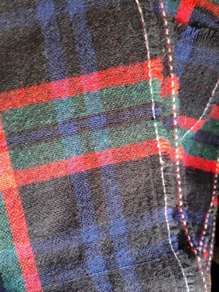 Vintage 100% Washable WOOL Fabric Plaid – NOS 3 YARDS Black Green Red Blue